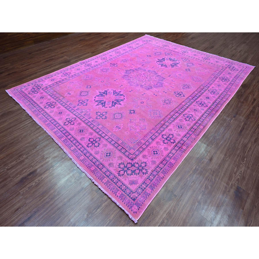 8'6" x 11'4" New Hand Knotted Pink Wool Rectangle Oriental Rug - MOA10220528