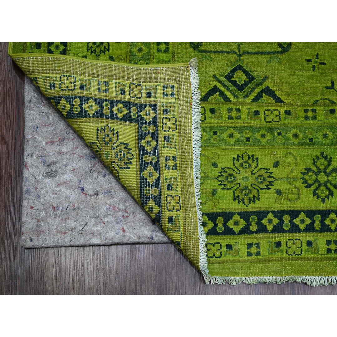 8'7" x 11'6" New Hand Knotted Green Wool Rectangle Oriental Rug - MOA10220529