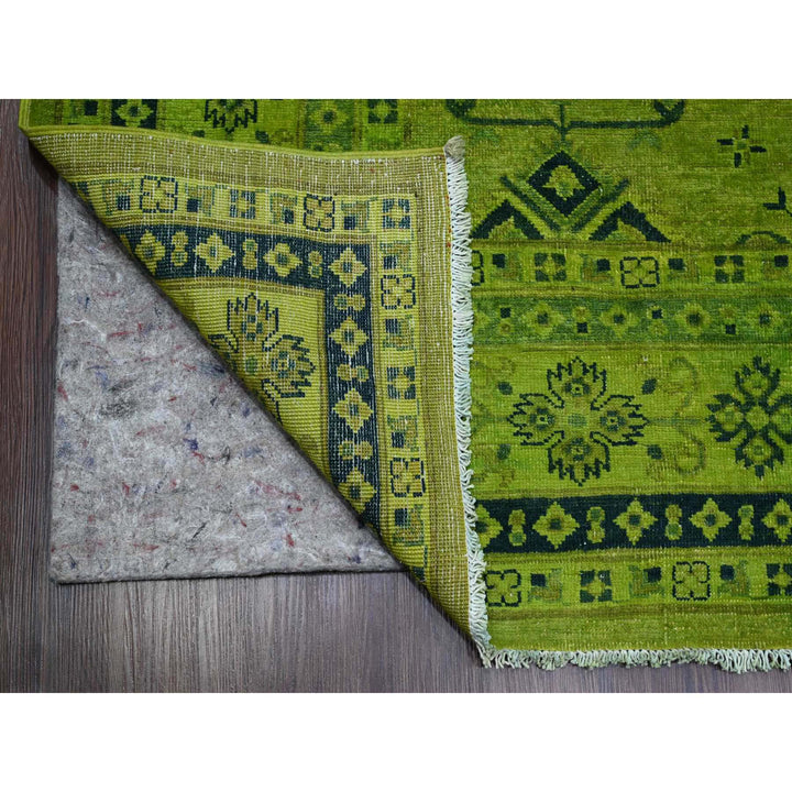 8'7" x 11'6" New Hand Knotted Green Wool Rectangle Oriental Rug - MOA10220529