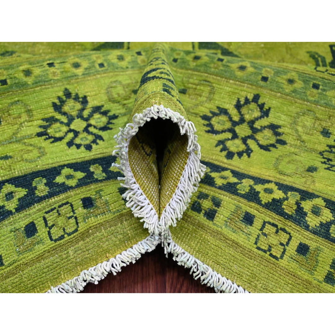 8'7" x 11'6" New Hand Knotted Green Wool Rectangle Oriental Rug - MOA10220529