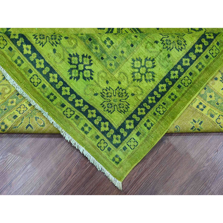 8'7" x 11'6" New Hand Knotted Green Wool Rectangle Oriental Rug - MOA10220529