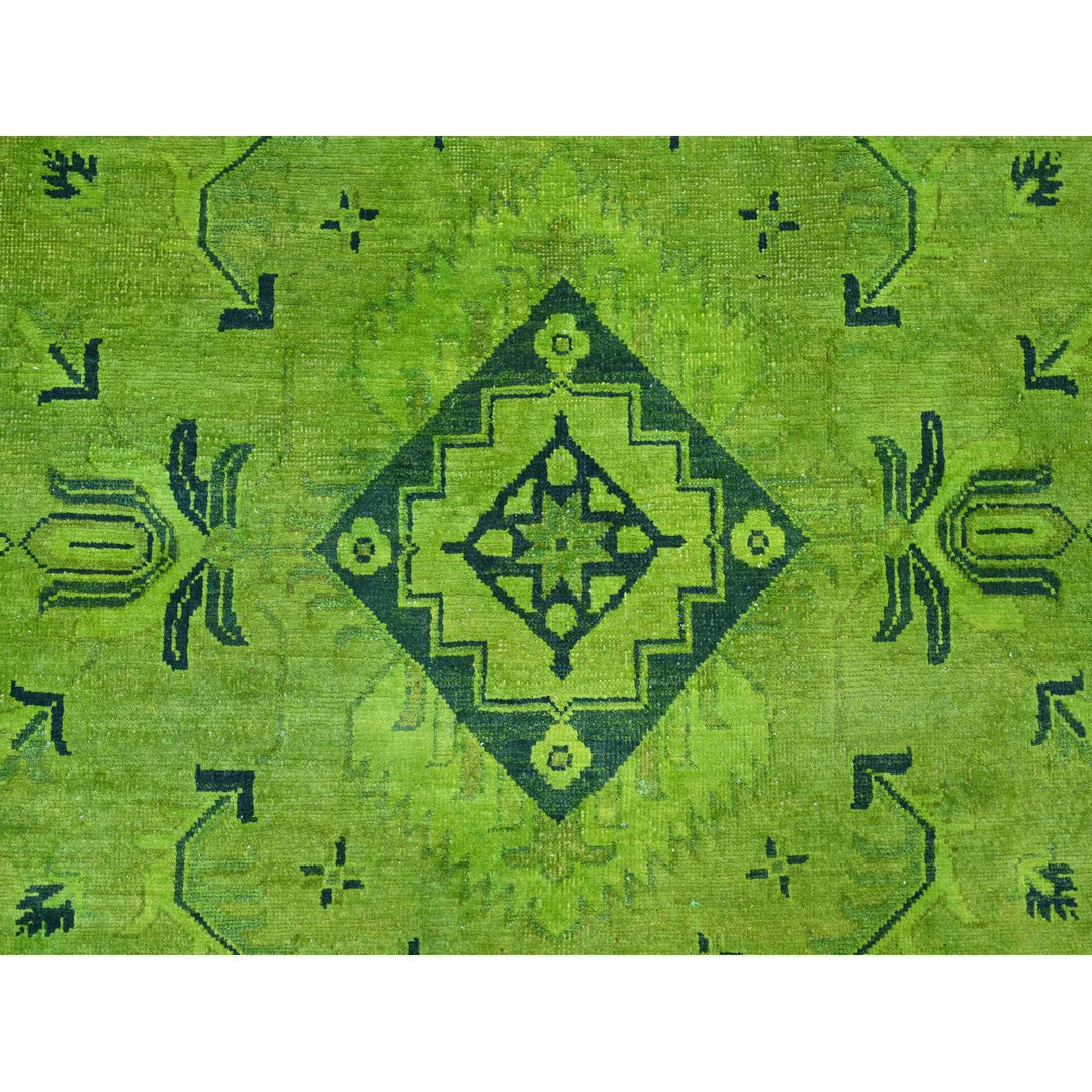 8'7" x 11'6" New Hand Knotted Green Wool Rectangle Oriental Rug - MOA10220529