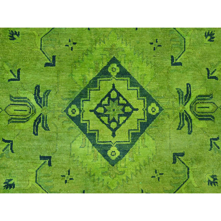 8'7" x 11'6" New Hand Knotted Green Wool Rectangle Oriental Rug - MOA10220529