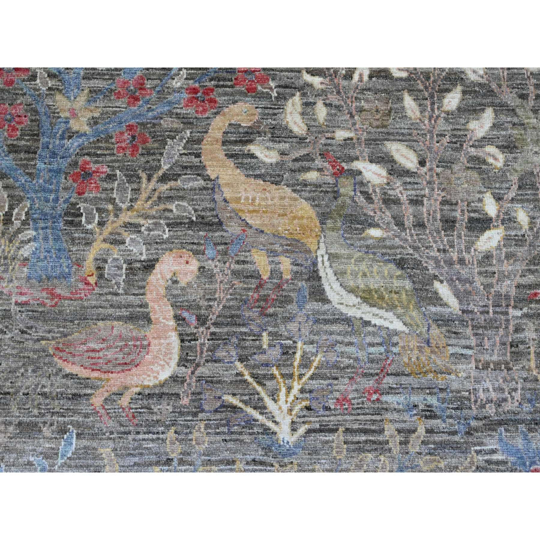 12'0" x 15'5" New Hand Knotted Grey Wool Rectangle Oriental Rug - MOA10220557