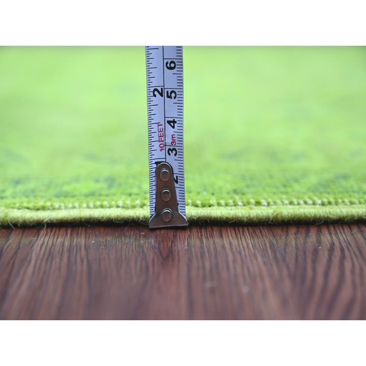 2'1" x 5'9" New Hand Knotted Green Wool Rectangle Oriental Rug - MOA10220678