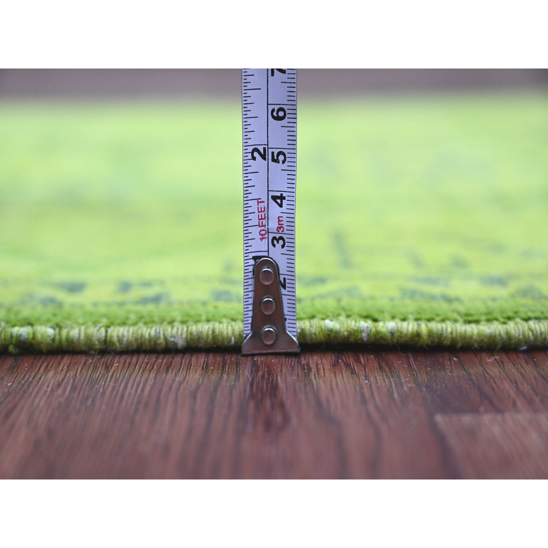 1'11" x 5'5" New Hand Knotted Green Wool Runner Oriental Rug - MOA10220679