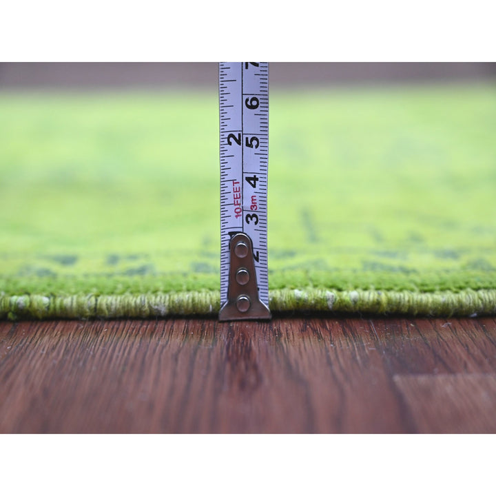 1'11" x 5'5" New Hand Knotted Green Wool Runner Oriental Rug - MOA10220679