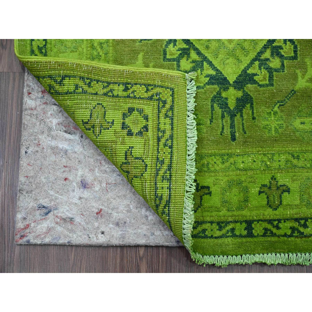 2'8" x 18'10" New Hand Knotted Green Wool Runner Oriental Rug - MOA10220680