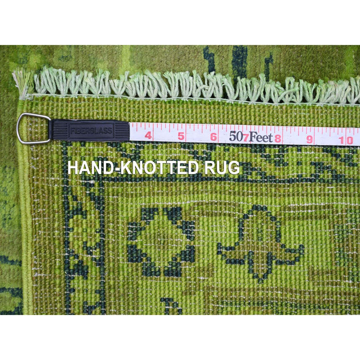 2'8" x 18'10" New Hand Knotted Green Wool Runner Oriental Rug - MOA10220680