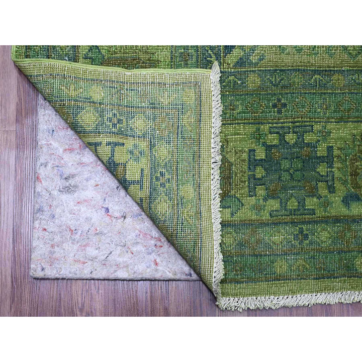 8'0" x 9'7" New Hand Knotted Green Wool Rectangle Oriental Rug - MOA10220735