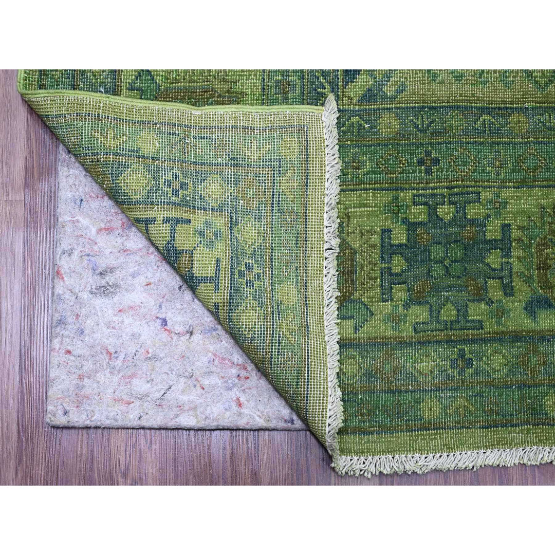 8'0" x 9'7" New Hand Knotted Green Wool Rectangle Oriental Rug - MOA10220735