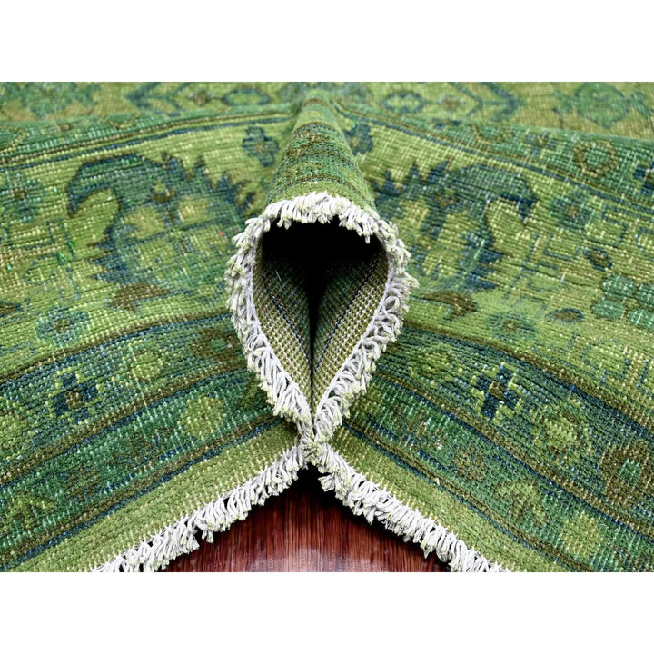 8'0" x 9'7" New Hand Knotted Green Wool Rectangle Oriental Rug - MOA10220735