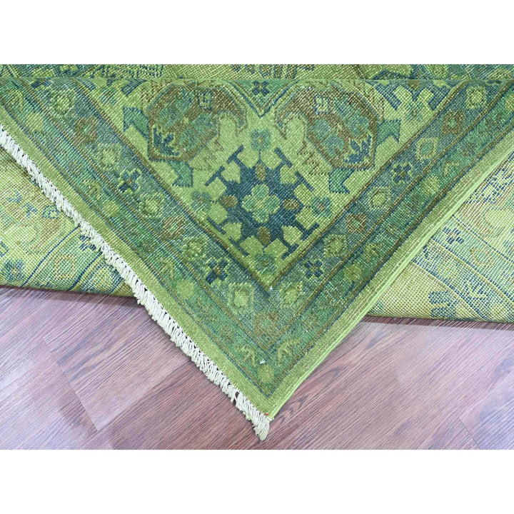 8'0" x 9'7" New Hand Knotted Green Wool Rectangle Oriental Rug - MOA10220735