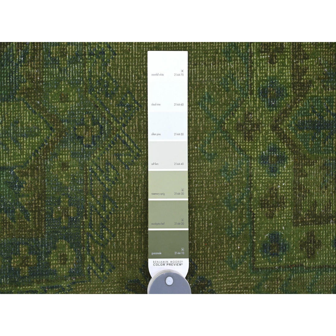 8'0" x 9'7" New Hand Knotted Green Wool Rectangle Oriental Rug - MOA10220735