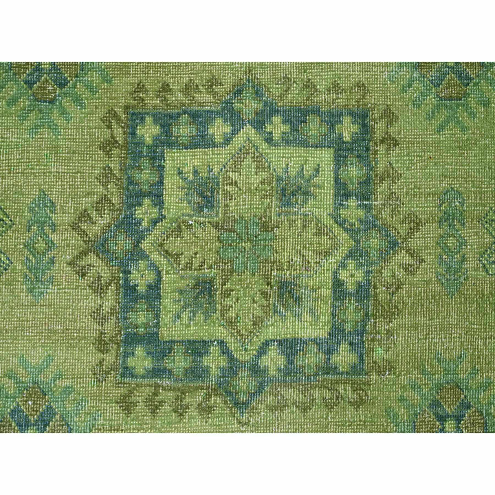 8'0" x 9'7" New Hand Knotted Green Wool Rectangle Oriental Rug - MOA10220735