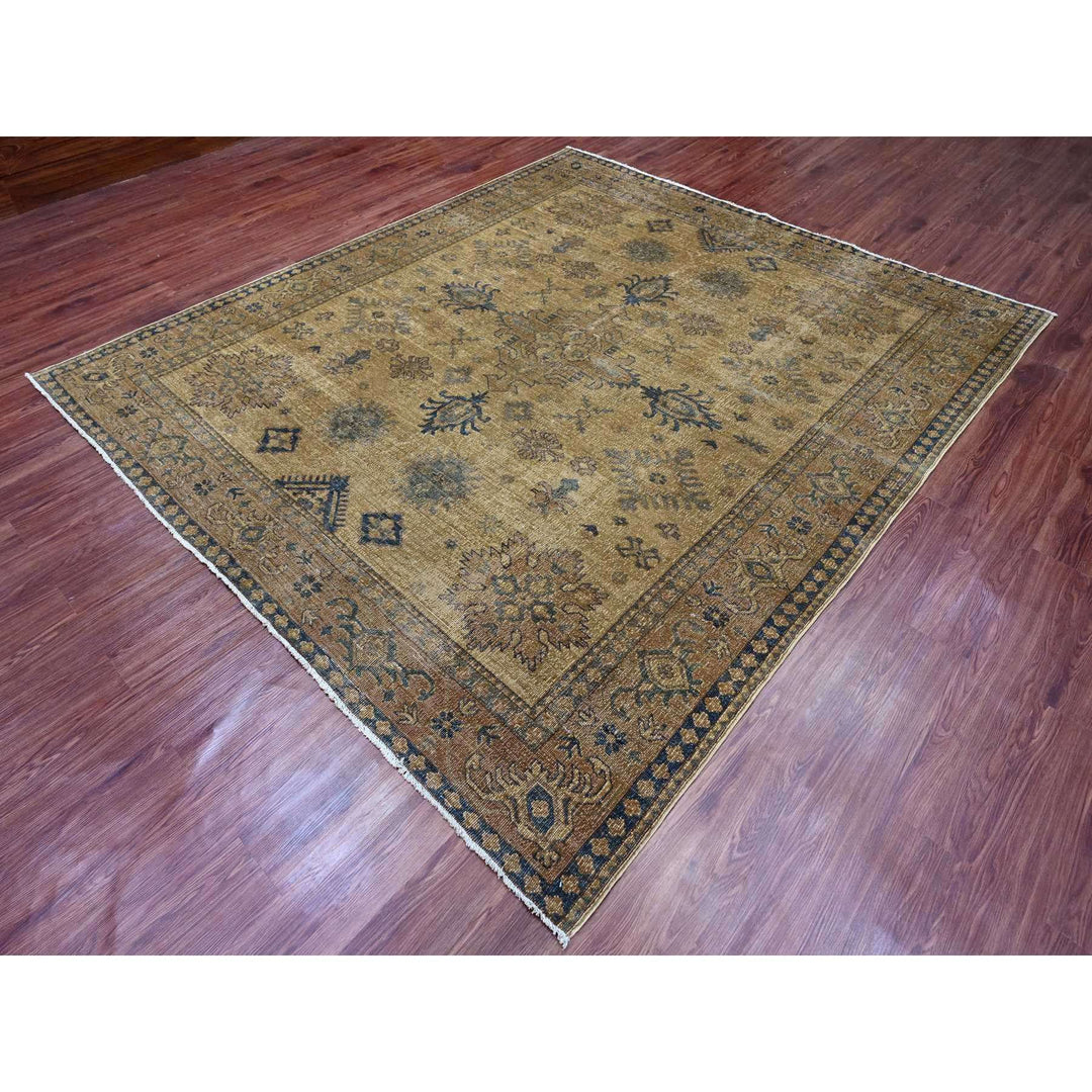 8'0" x 9'1" New Hand Knotted Brown Wool Square Oriental Rug - MOA10220736