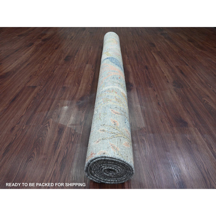 6'0" x 11'11" New Hand Knotted Grey Wool Runner Oriental Rug - MOA10220890