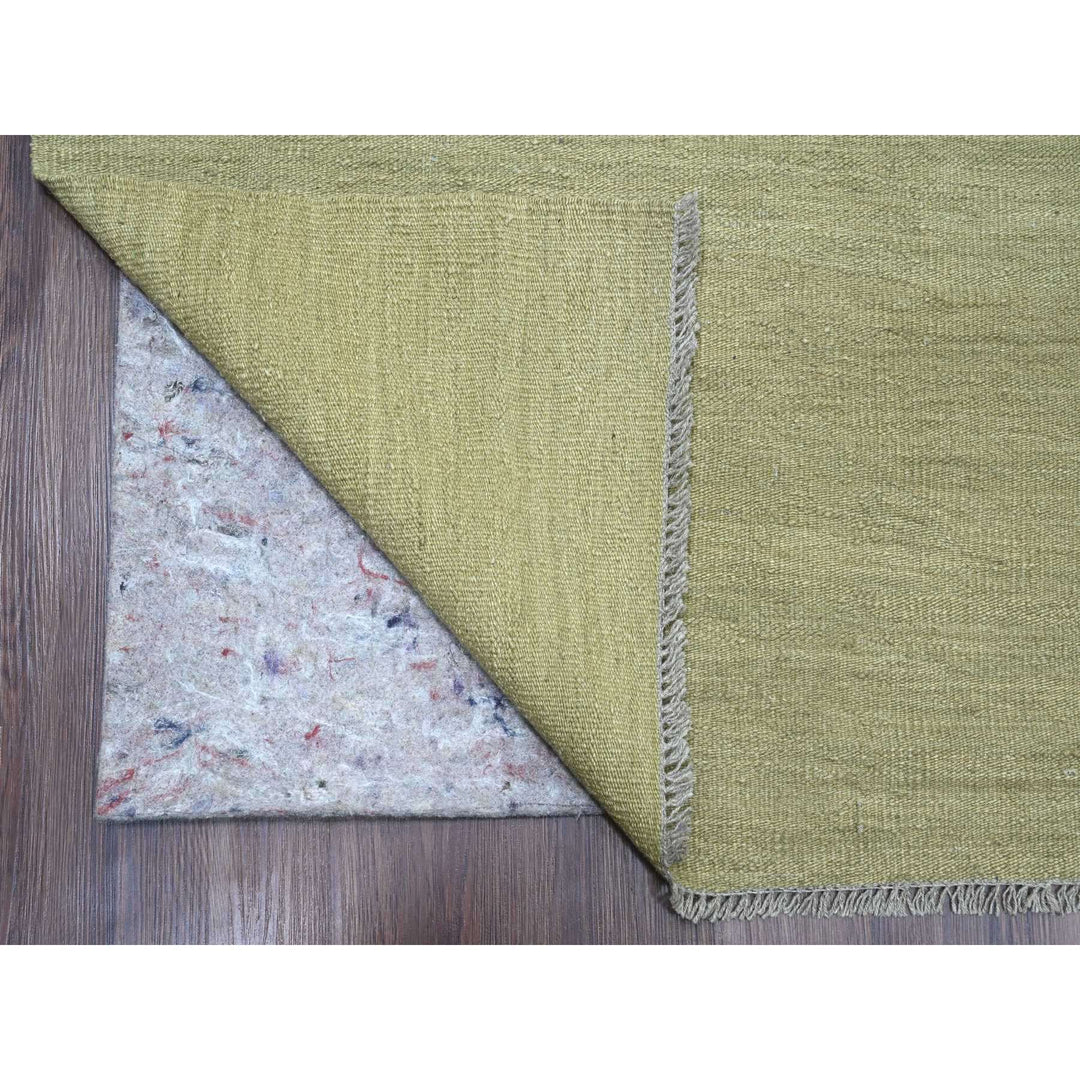 9'1" x 12'0" New Hand Woven Green Wool Rectangle Oriental Rug - MOA10220949