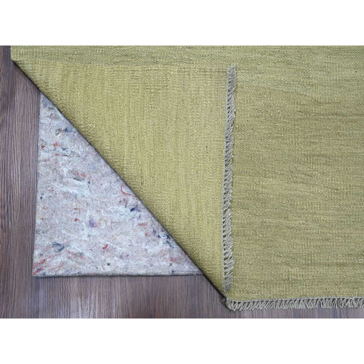 9'1" x 12'0" New Hand Woven Green Wool Rectangle Oriental Rug - MOA10220949