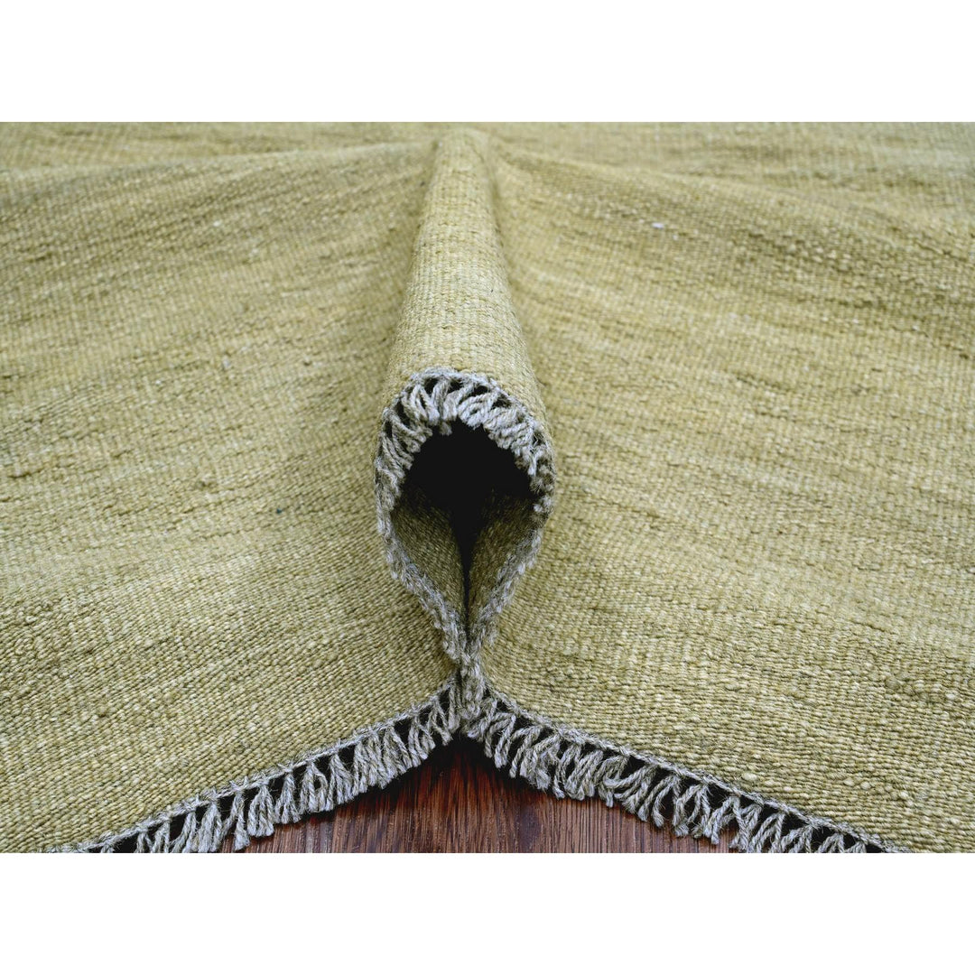 9'1" x 12'0" New Hand Woven Green Wool Rectangle Oriental Rug - MOA10220949