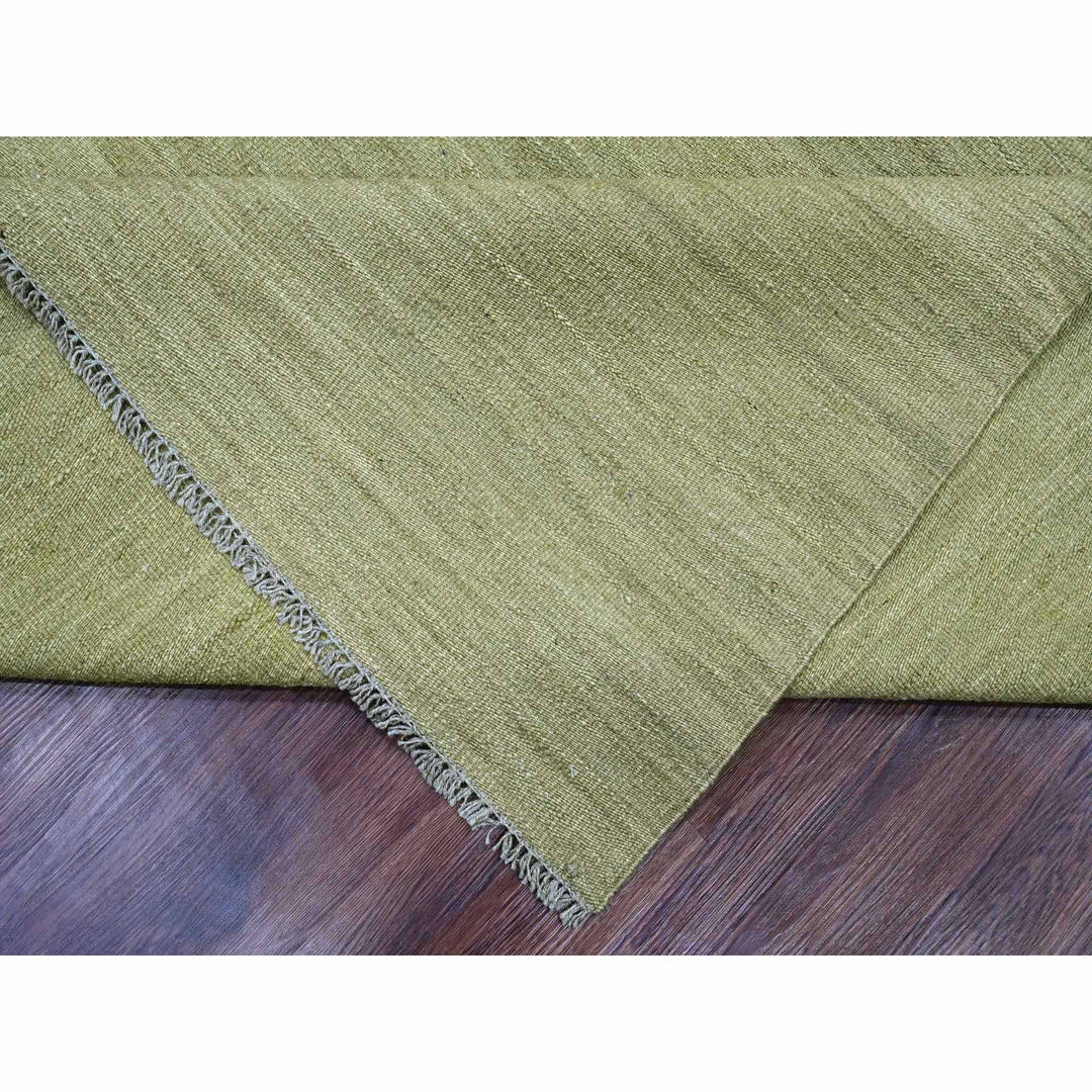 9'1" x 12'0" New Hand Woven Green Wool Rectangle Oriental Rug - MOA10220949