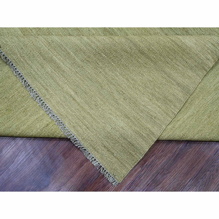 9'1" x 12'0" New Hand Woven Green Wool Rectangle Oriental Rug - MOA10220949