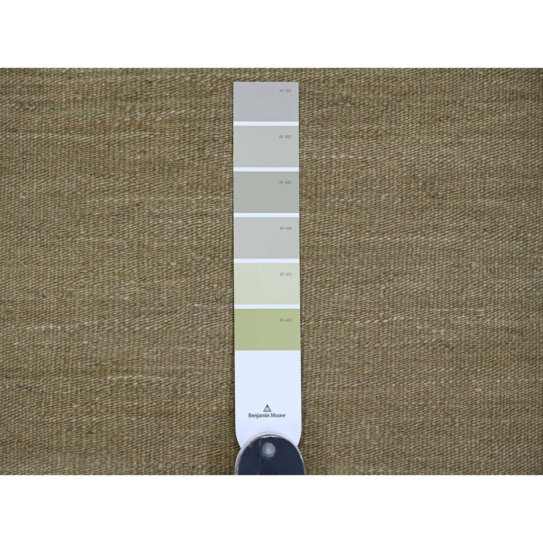 9'1" x 12'0" New Hand Woven Green Wool Rectangle Oriental Rug - MOA10220949