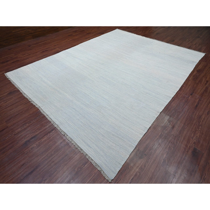 9'1" x 11'11" New Hand Woven Blue Wool Rectangle Oriental Rug - MOA10220951