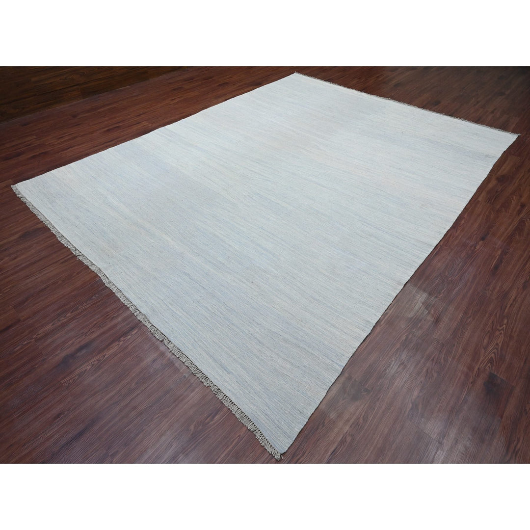 9'1" x 11'11" New Hand Woven Blue Wool Rectangle Oriental Rug - MOA10220951