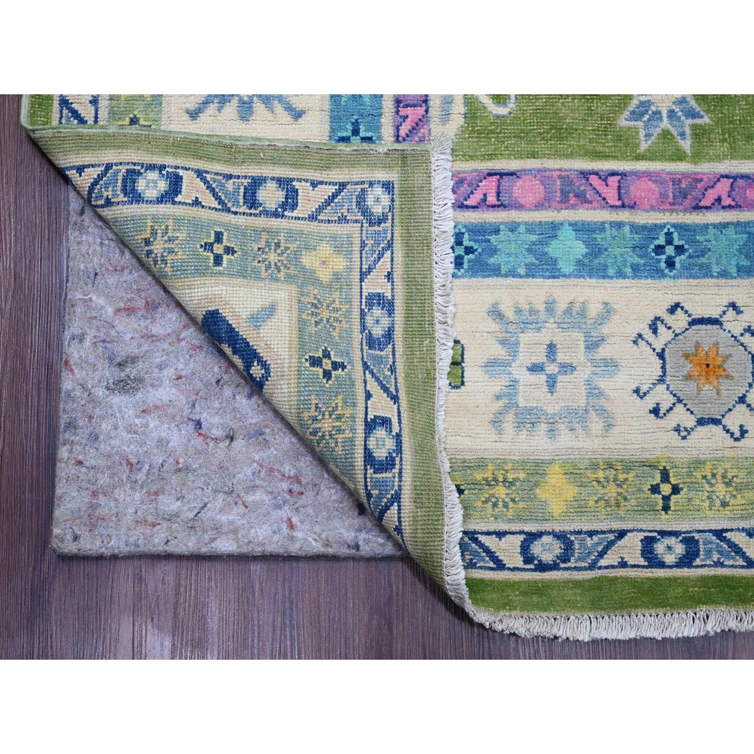 8'10" x 11'8" New Hand Knotted Green Wool Rectangle Oriental Rug - MOA10220972