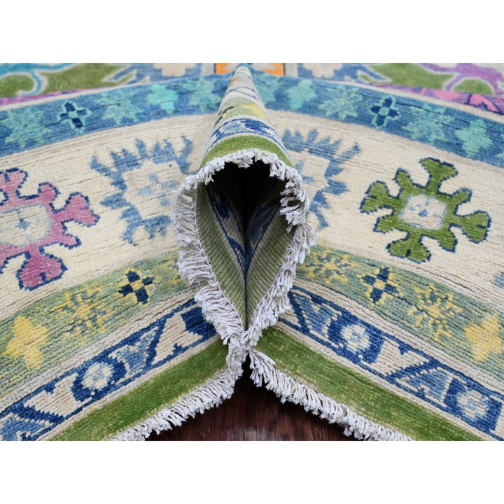 8'10" x 11'8" New Hand Knotted Green Wool Rectangle Oriental Rug - MOA10220972