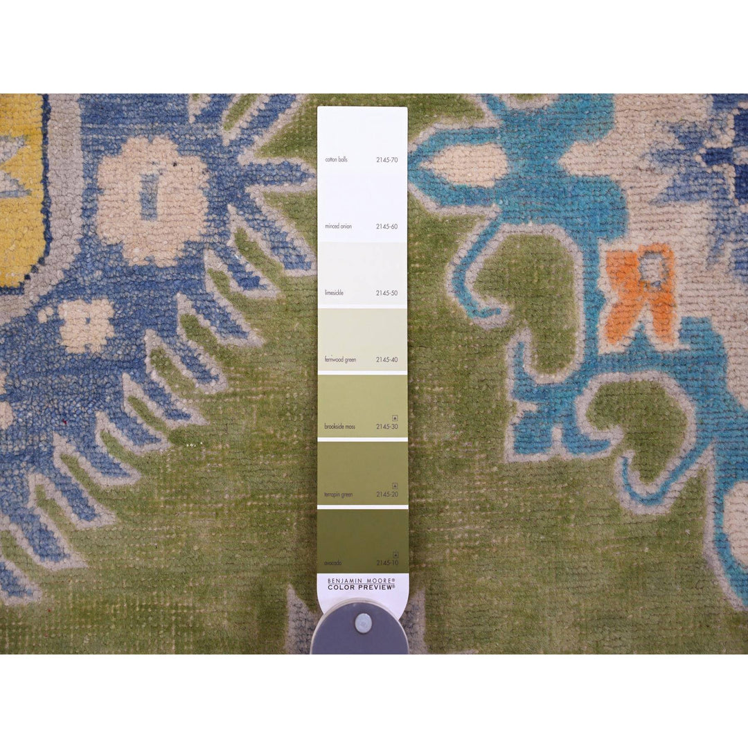 8'10" x 11'8" New Hand Knotted Green Wool Rectangle Oriental Rug - MOA10220972
