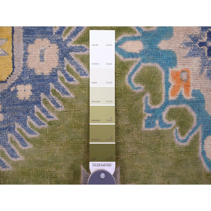 8'10" x 11'8" New Hand Knotted Green Wool Rectangle Oriental Rug - MOA10220972