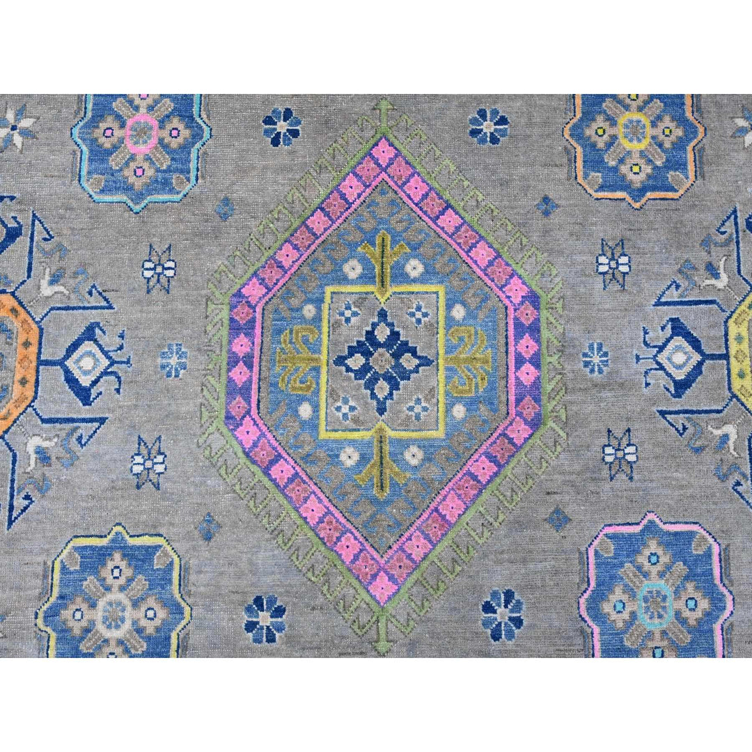 9'9" x 13'2" New Hand Knotted Grey Wool Rectangle Oriental Rug - MOA10220973