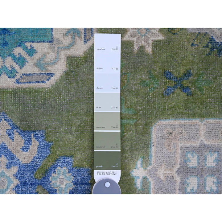 5'6" x 7'7" New Hand Knotted Green Wool Rectangle Oriental Rug - MOA10220975