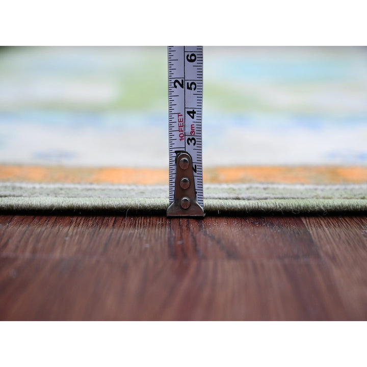 5'6" x 7'7" New Hand Knotted Green Wool Rectangle Oriental Rug - MOA10220975