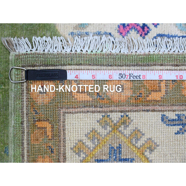 5'6" x 7'7" New Hand Knotted Green Wool Rectangle Oriental Rug - MOA10220975