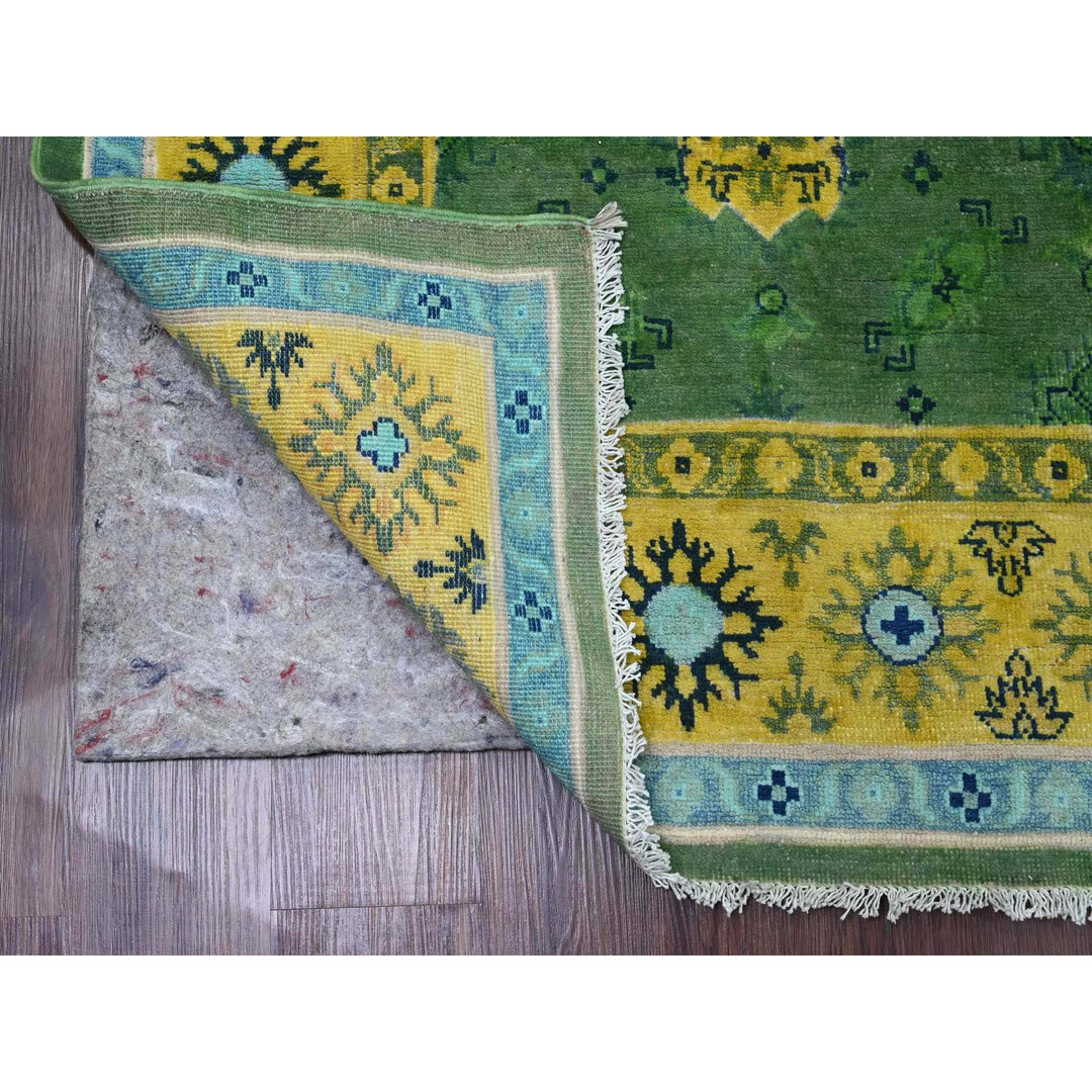 5'4" x 7'6" New Hand Knotted Green Wool Rectangle Oriental Rug - MOA10220976