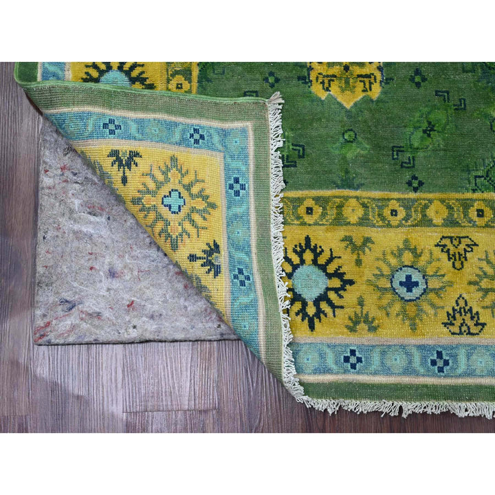 5'4" x 7'6" New Hand Knotted Green Wool Rectangle Oriental Rug - MOA10220976