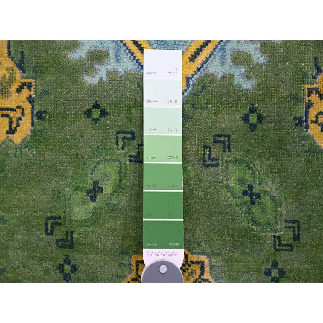 5'4" x 7'6" New Hand Knotted Green Wool Rectangle Oriental Rug - MOA10220976