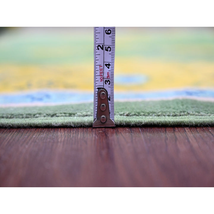 5'4" x 7'6" New Hand Knotted Green Wool Rectangle Oriental Rug - MOA10220976