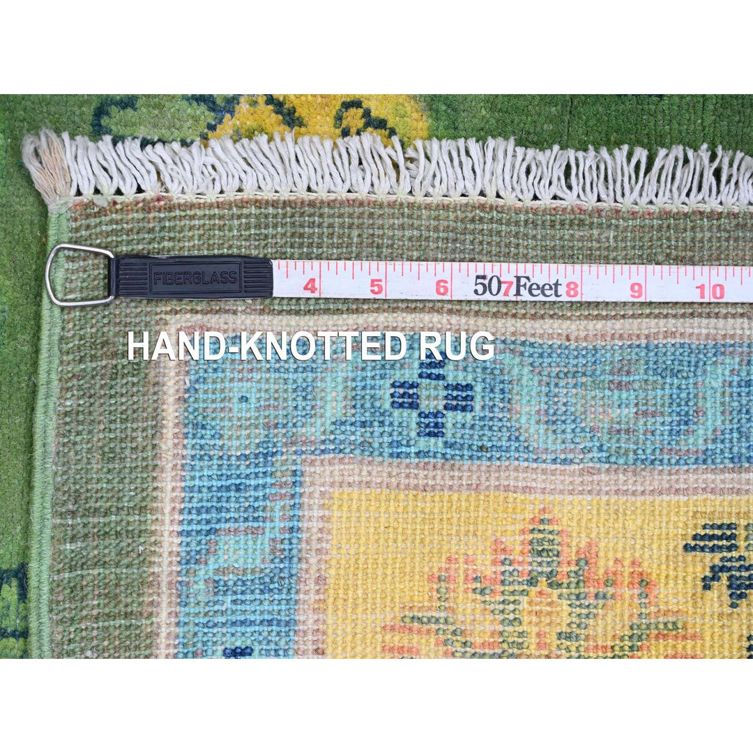 5'4" x 7'6" New Hand Knotted Green Wool Rectangle Oriental Rug - MOA10220976