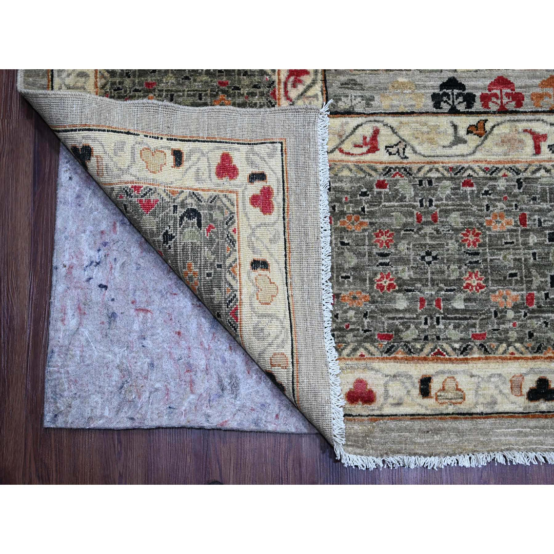 11'11" x 15'4" New Hand Knotted Grey Wool Rectangle Oriental Rug - MOA10220982