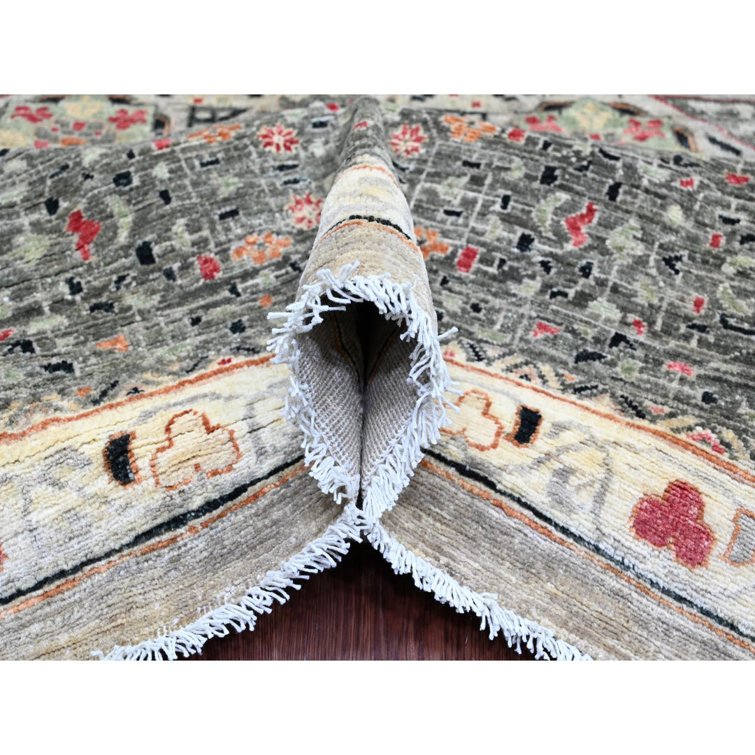 11'11" x 15'4" New Hand Knotted Grey Wool Rectangle Oriental Rug - MOA10220982