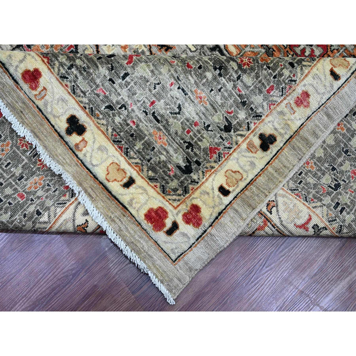 11'11" x 15'4" New Hand Knotted Grey Wool Rectangle Oriental Rug - MOA10220982