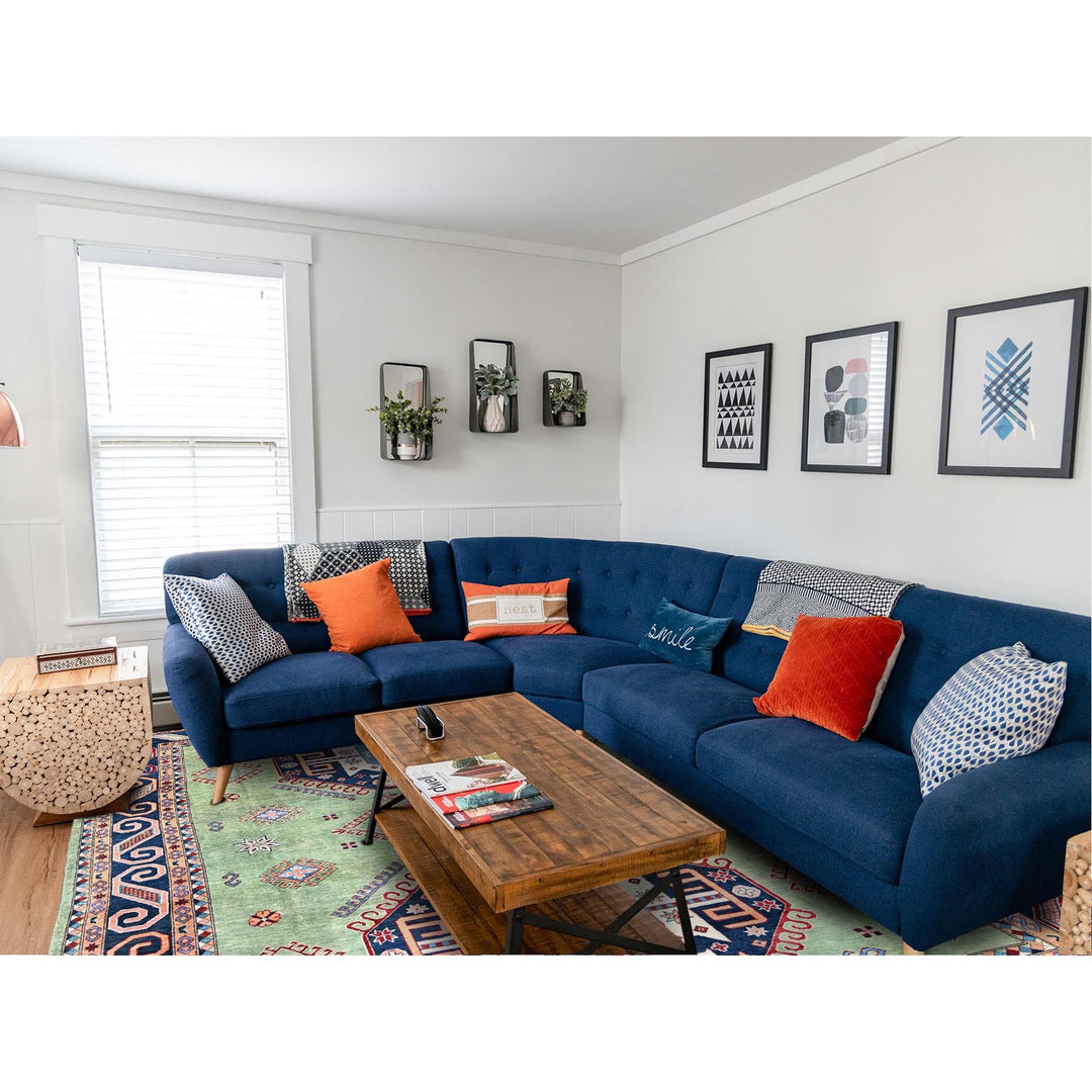 9'2" x 11'7" New Hand Knotted Green Wool Rectangle Oriental Rug - MOA102299