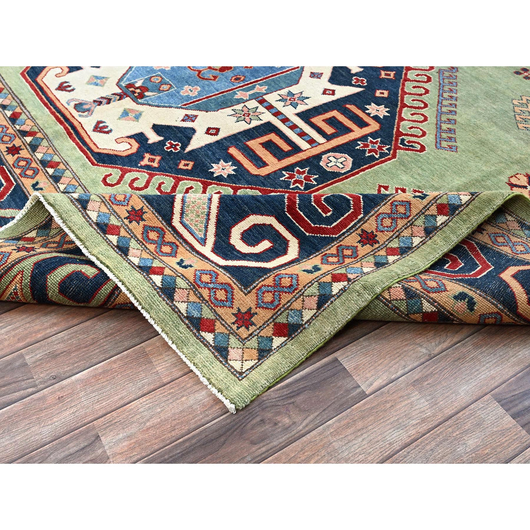 9'2" x 11'7" New Hand Knotted Green Wool Rectangle Oriental Rug - MOA102299