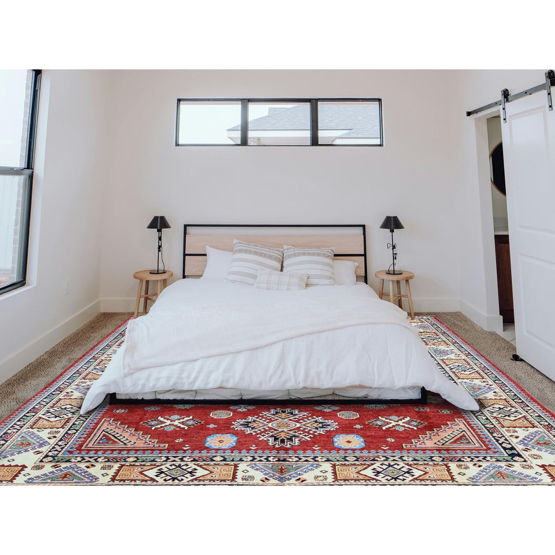 8'11" x 11'10" New Hand Knotted Red Wool Rectangle Oriental Rug - MOA102300