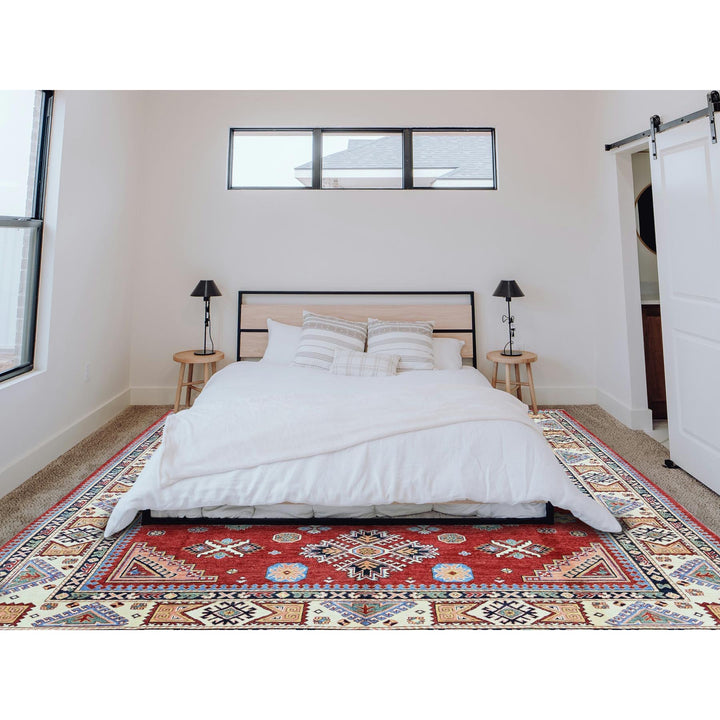 8'11" x 11'10" New Hand Knotted Red Wool Rectangle Oriental Rug - MOA102300