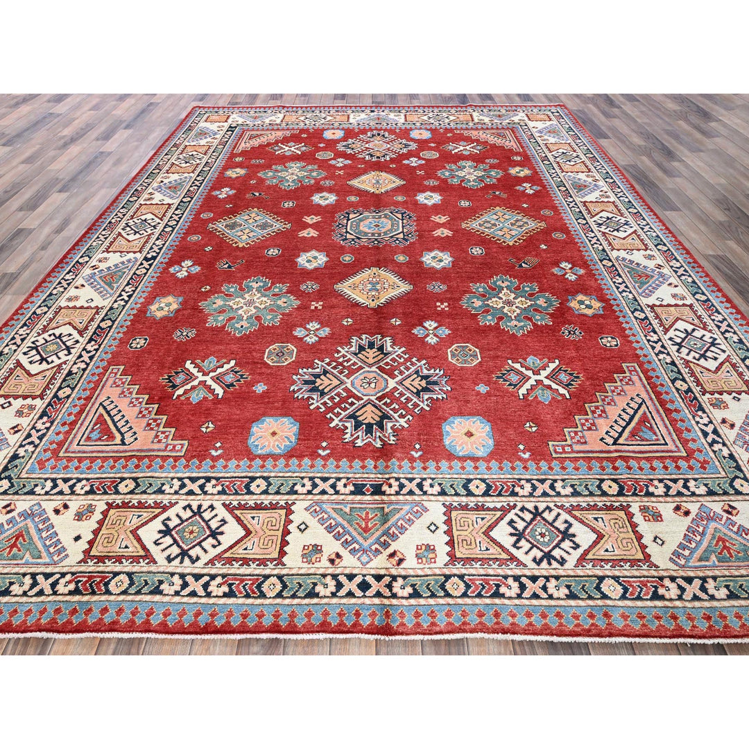 8'11" x 11'10" New Hand Knotted Red Wool Rectangle Oriental Rug - MOA102300
